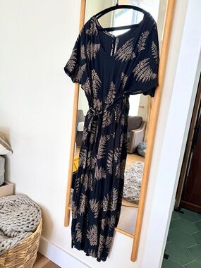 Tonle Black Fern-Print wide leg jumpsuit